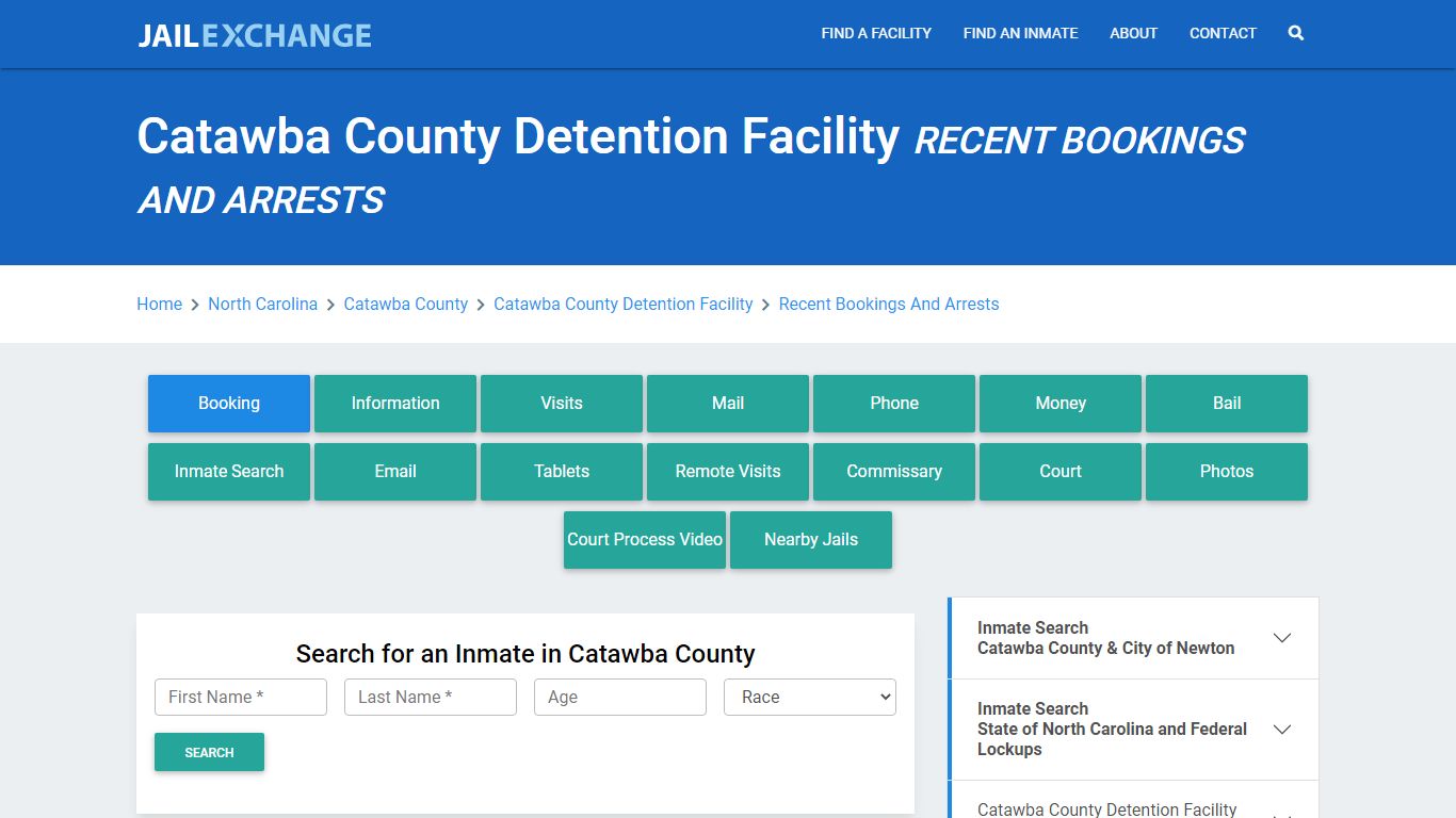 Catawba County Detention Facility Recent Bookings And Arrests